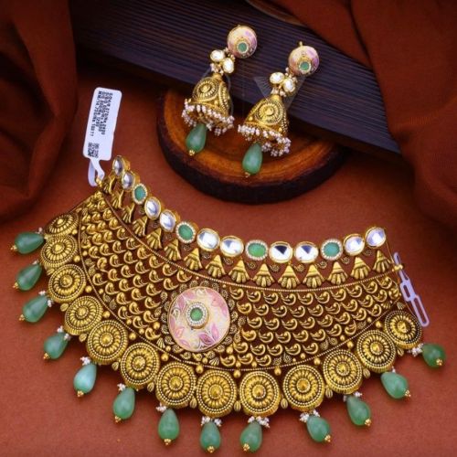 Gold 54.962 GM Necklace Set Party, Wedding, Gender : Female