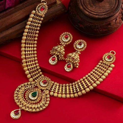 Gold 64.430 GM Necklace Set, Color : Golden Party, Wedding