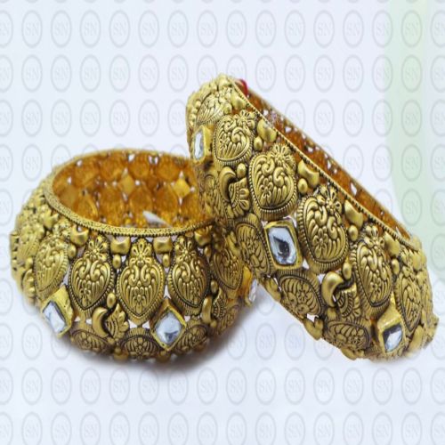 Polished AB14 Gold Bangles, Color : Golden Party Wear