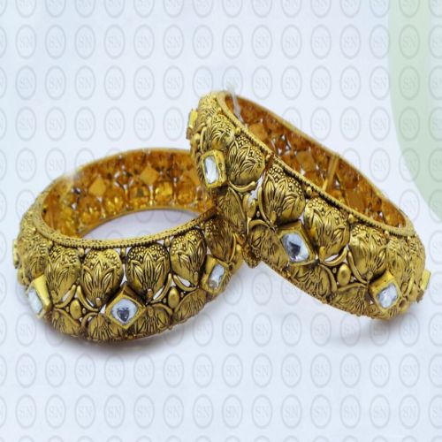 Polished AB15 Gold Bangles, Color : Golden Party Wear
