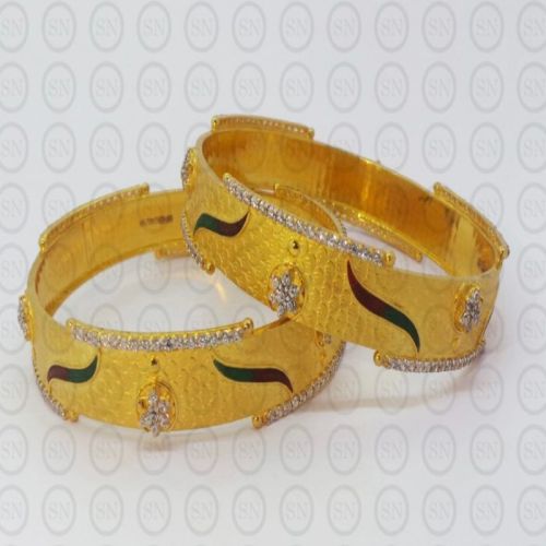 Polished BB84 Gold Bangles, Color : Golden Party Wear