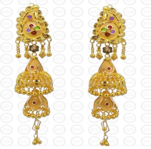 Polished EJ10 Gold Jhumka, Color : Golden Antique, Gender : Female