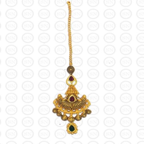 Gold Polished ET59 Maang Tikka, Color : Golden Party Wear