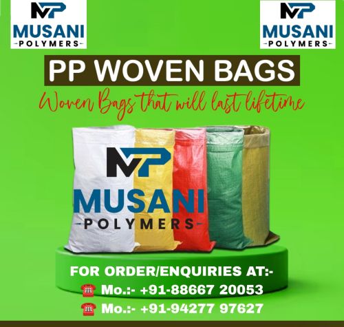 Plain PP Woven Packaging Bags Jumbo (55x65cm) Bottom Stitched