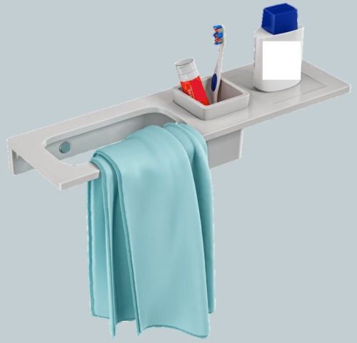 Elysian Ceramic Sink Wash Basin Storage Organizer Rack, Color : White