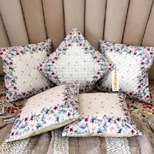 Cotton White Printed Cushion Covers 40cmx40cm Plain