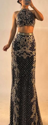 Off-the-shoulder Cotton Checked Ladies Two Piece Dress Bridal Wear