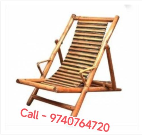 Wood Polished Bamboo Handicraft Easy Chair, Color : Brown, Golden