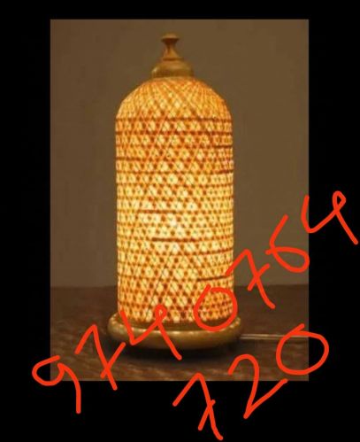 Bulb Bamboo Handicraft Table Lamp, Color : Yellow 12x4 Inches