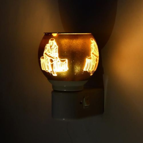 Polished Metal & Plastic Sai Baba Printed Kapoor Dani, Shape : Round