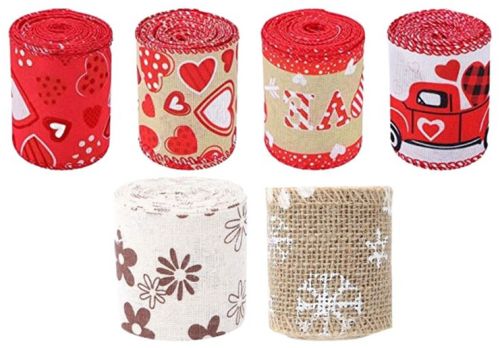 Burlap Printed Ribbon Roll - KFR - 012