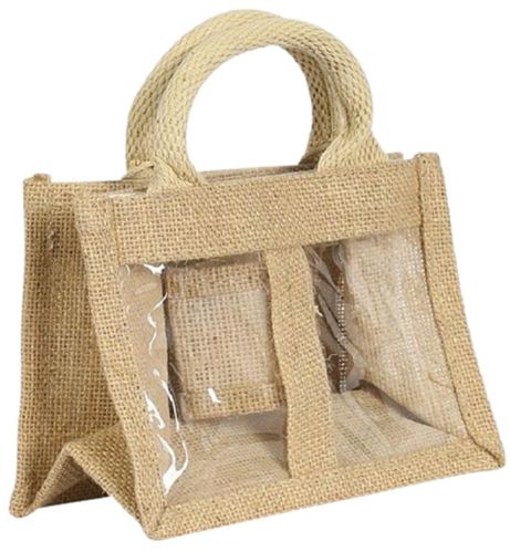 Double Beer Cans Gift Jute - Tote Bag with PVC Window - KWC - 016