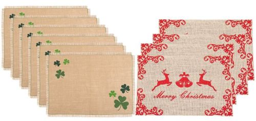 Hand Printed Natural Burlap - Jute Placemat - KRT - 004