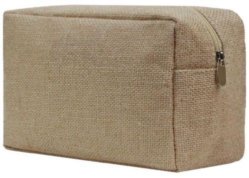 Light Weight Soft Jute - Tote Toiletry Bag Zipper Closure - KJP - 004