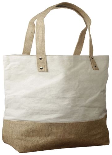 Luxury Burlap Jute Bag with Leather Handle - KJC - 007