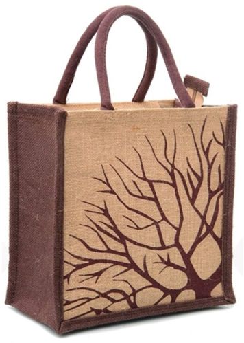 Multipurpose Jute - Tote Bag with Zipper Closure Inner Pocket - KPS - 023