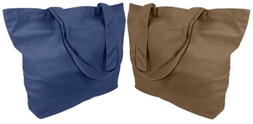 Super Strong Large Cotton Canvas Beach Bag with Inner Pocket Top Zipper Closure - KCC - 021