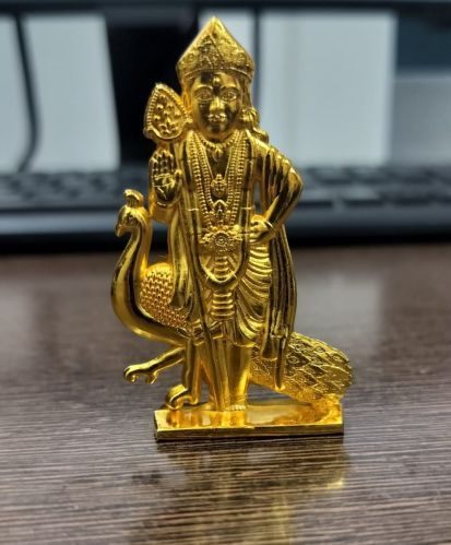 Polished Brass Murugan Vel Idol, Color : Golden Medium