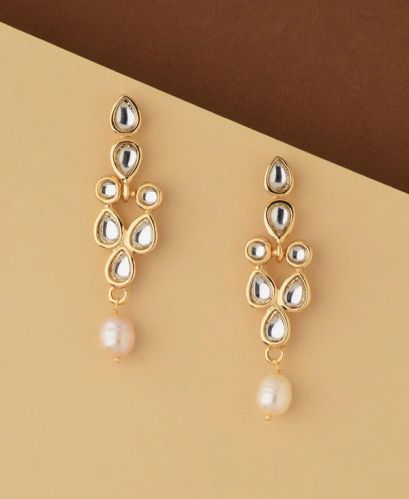 Women Ethnic Real Pearl Hanging Earring, Color : White