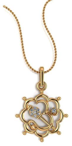 Women Om Silver Pendant with Chain, Color : Gold
