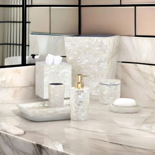 Mother Of Pearl Mop Bathroom Set 7 Pcs, Color : Natural