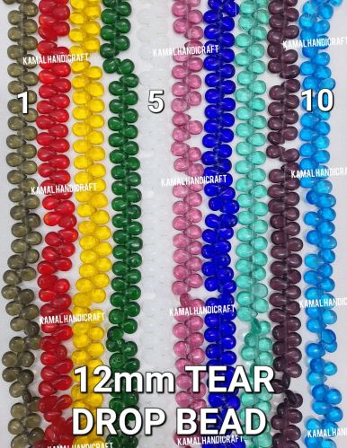 Smooth 12mm Tear Drop Multicolor Glass Beads for Jewelry Making