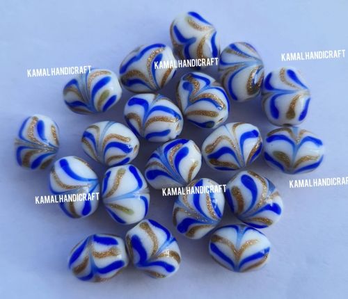 Polished Finish 8mm Fancy Oval Glass Bead for Jewelry Making