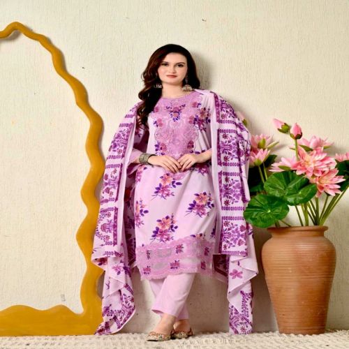 Pure Cotton Embroidered Kurti with Printed Dupatta