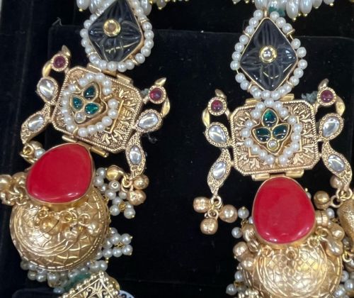 Polished Ladies Heavy Gold Plated Earrings, Color : Multi Color