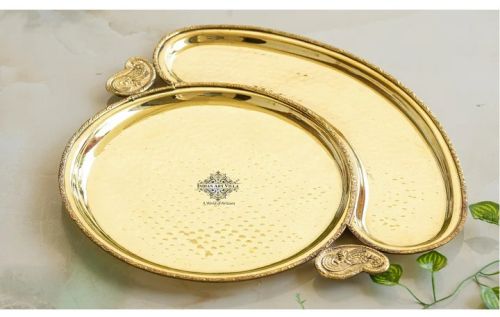 Pure Brass Maharaja Design Dinner Plate, Weight : 1425 Grams