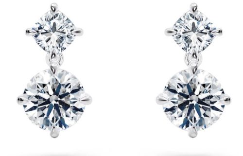 Designer Round Shape White Gold Diamond Drop Earrings