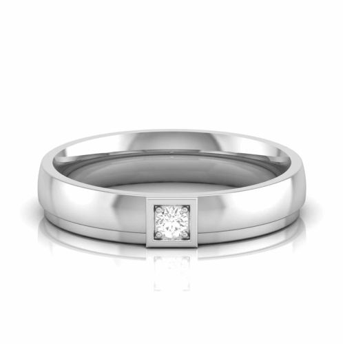 Mens White Gold Round Shape Diamond Ring