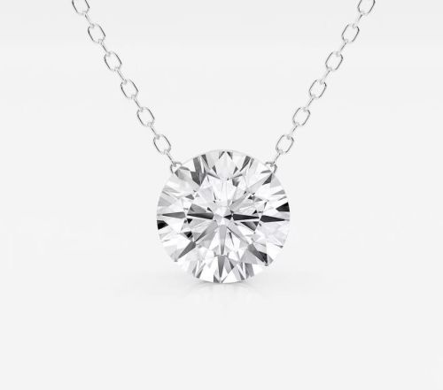 White Gold Round Classic Diamond Pendant