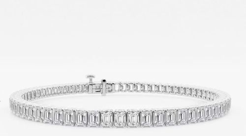 Polished White Gold Emerald Cut Diamond Bracelet, Color : Silver