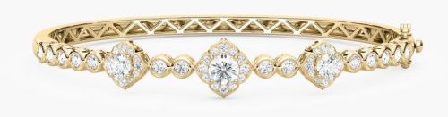 Round Diamond Framed Womens Bangle Bracelet