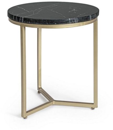 Marble Top Side Table, Color : Black & Gold