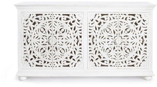Mango Wood White Carving Sideboard