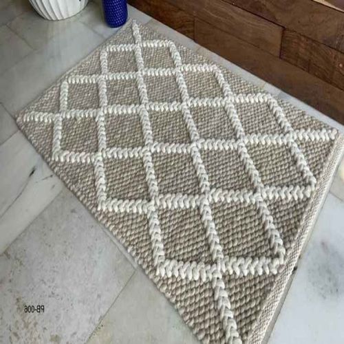 A57 Flat Weave Wool Durries, Color : Beige & White for Floor Covering