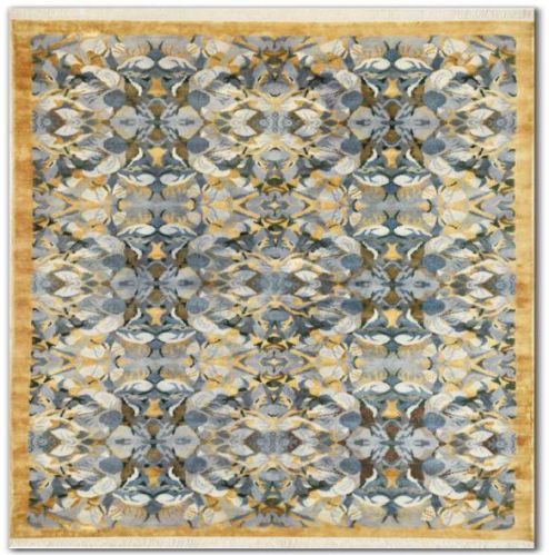 Printed A9 Indo Tibetan Wool Viscose Rug, Shape : Rectangular