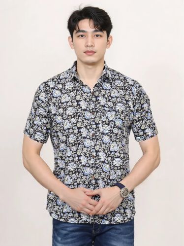 Men Sanganeri Cotton Floral Print Shirt For Men