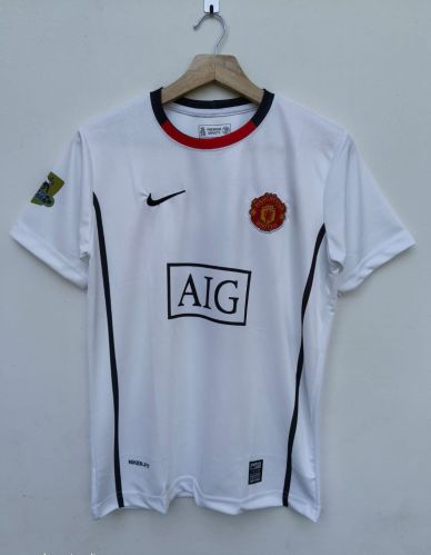 Polyester Man United 2008 Aig Retro Jersey, Color : White