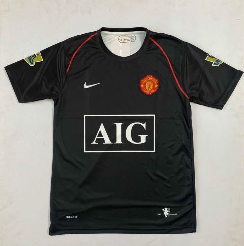 Polyester Man United 2008 Retro Aig Jersey, Color : Black