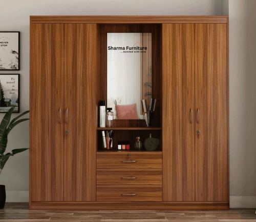 Wood 4-door Wardrobe With Built-in Dressing Table