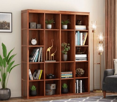 Sharma Furniture Honey Finish Fanny Bookshelf