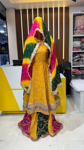 Unstitched Designer Embroidered Sharara Suit Weddings, Festivals