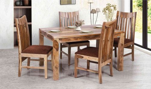 Plain 4 Seater Wooden Dining Table, Color : Brown