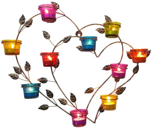 Heart Shape Iron Decorative Wall Sconces, Color : Multicolor