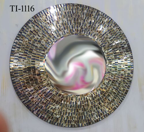 Round Glass Mosaic MDF Wall Mirrors, Color : Multicolor for Decorative