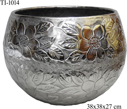 Color Coated TI-1014 Iron Flower Vases, Color : Silver