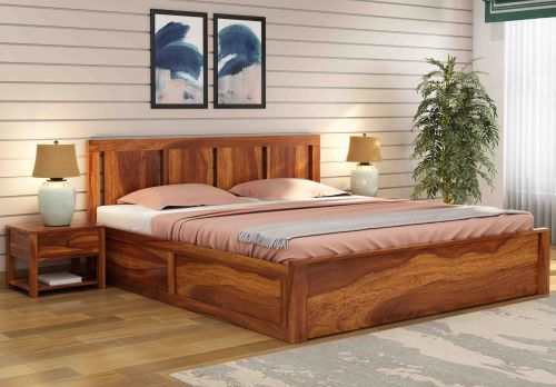 Polished King Size Wooden Bed